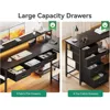 79" L Shaped Desk with 7 File Drawers, 2 Power Outlets & Monitor Shelf, Storage Shelves, LED Light, Black, Computer Desk 5