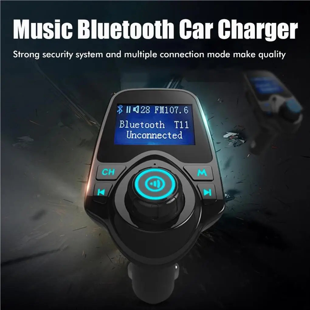 

Car Audio Transmitter Dual USB 1 44inch LCD Lighter Power Receiver