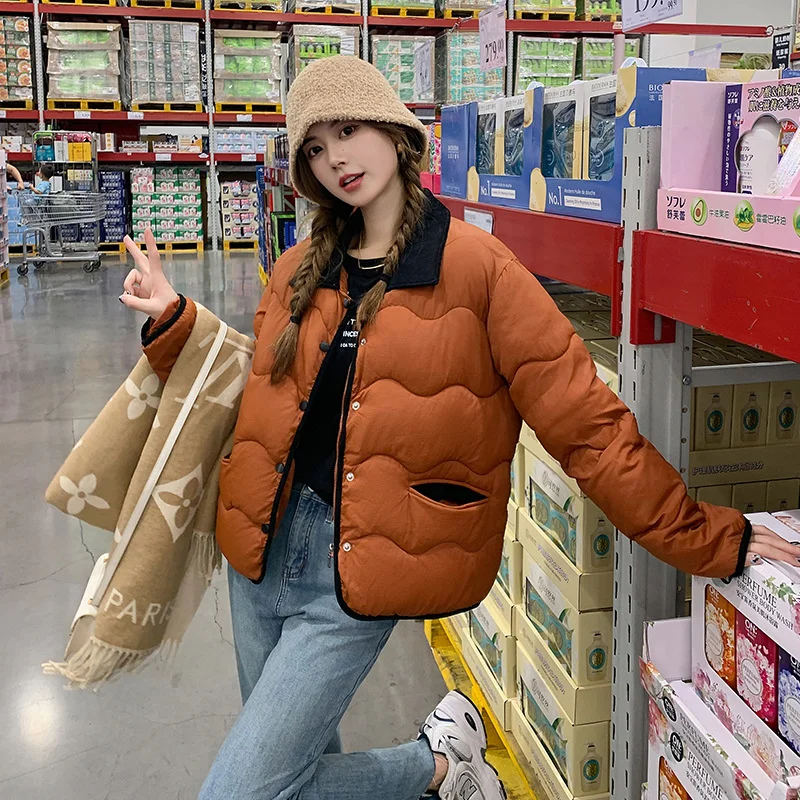 

Новинка 2023, Женская куртка, зимние парки, женские пуховые хлопковые куртки, Повседневная теплая парка с воротником-стойкой, свободное короткое пальто, женская верхняя одежда