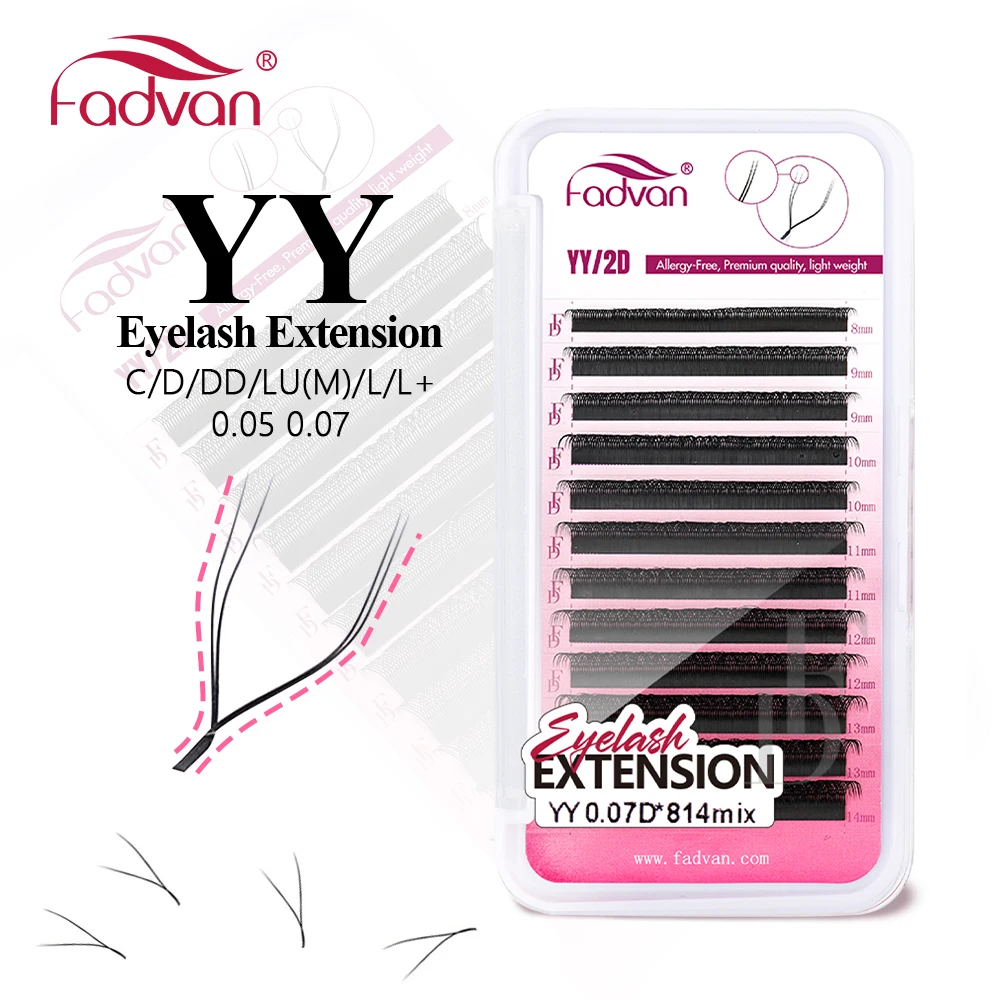 FADVAN YY-Form Wimpernverlängerung 0,05/0,07 Weiche Premium-Falsche Wimpern individuelles Make-up Schwarz Kreuzmuster Schönheit
