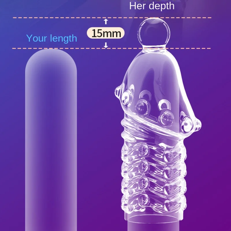 Male Sex Toys 2 PCS Crystal Penis Sleeve Glans Cover Penis Enlargement Condom Extender Ghost Exerciser