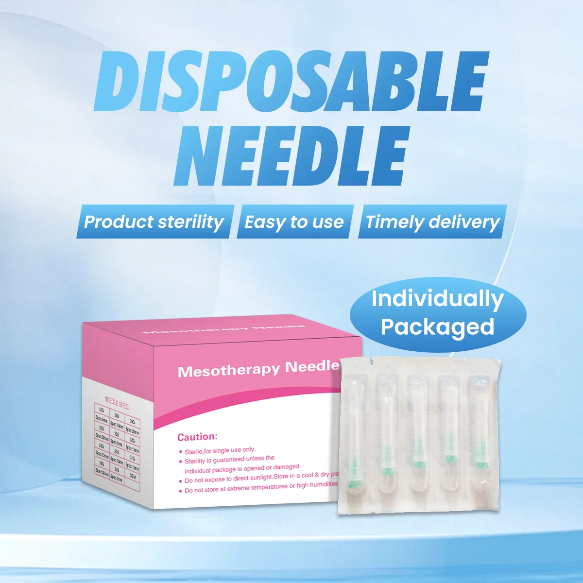 Painless Small Meso Needle Stainless Steel Disposable Sterile Micro 23G 25G 27G 30G 34G Needle for mesotharapy