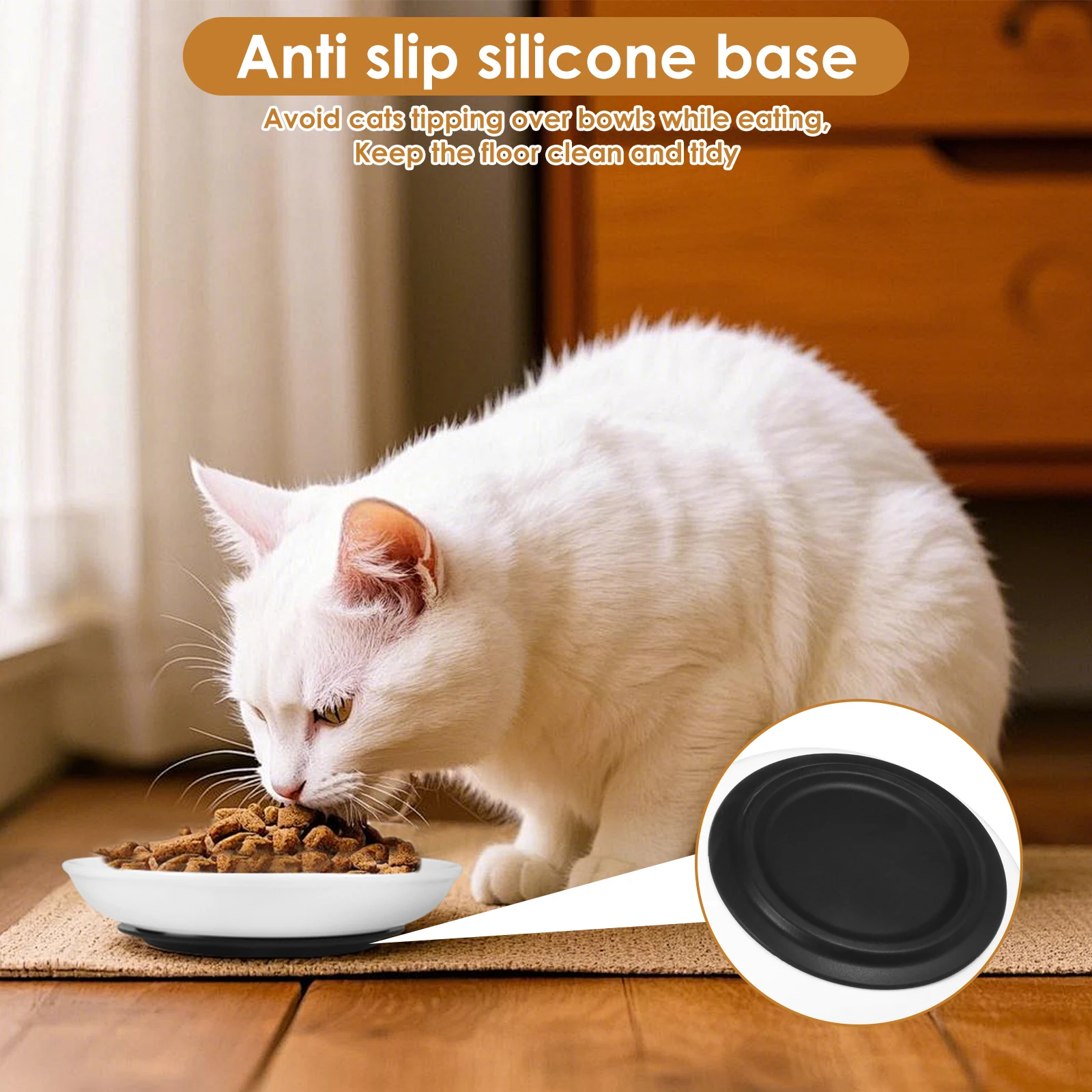 2/4Pcs Pet Bowl Ceramic Cat Food Bowl with Nonslip Silicone Base Pet Snacks Canned Plate Shallow Wide Kitten Bowls Pet Supplies
