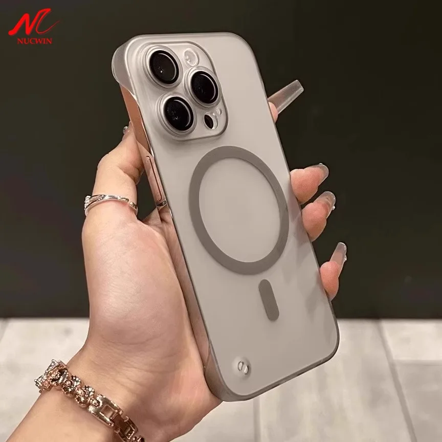 Frameless Ultra-Thin Magsafe Case with Glass Camera Protector - Matte Shockproof PP Cover