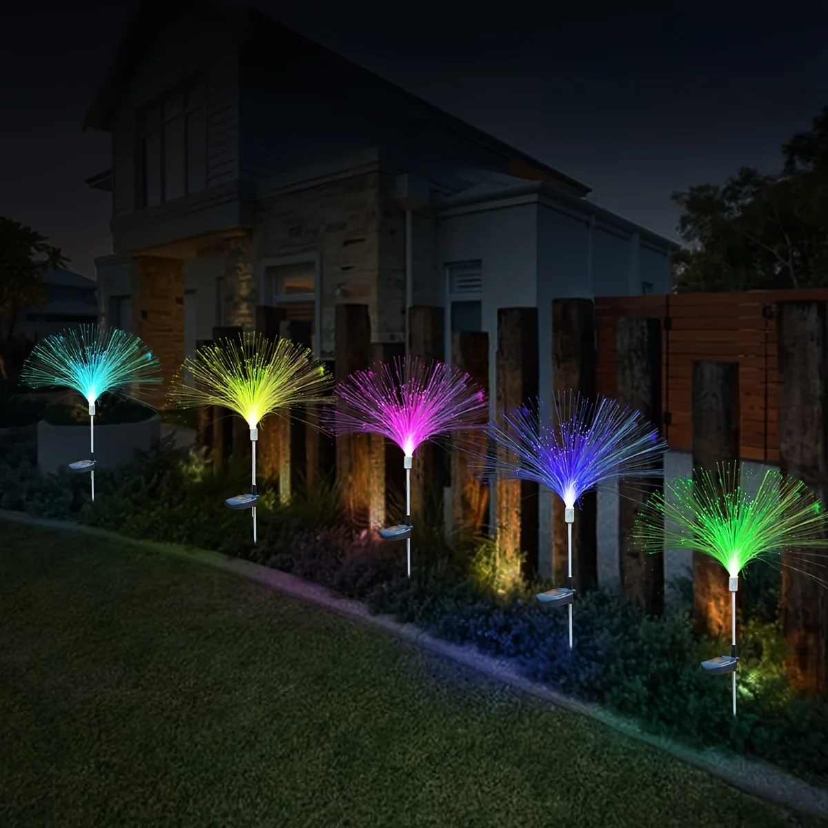 LED Garden Lights 7 Color Changing Solar Flower Waterproof Outdoor Solar Jellyfish Light for Yard Patio Garden Pathway Holiday