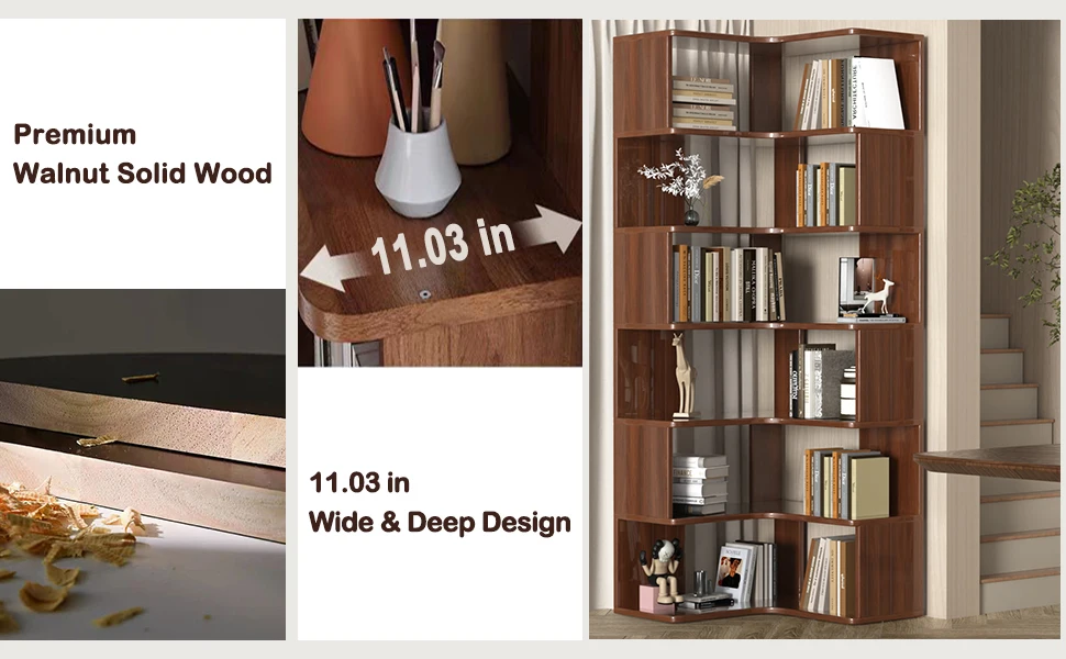 Walnut Solid Wood Bookshelf