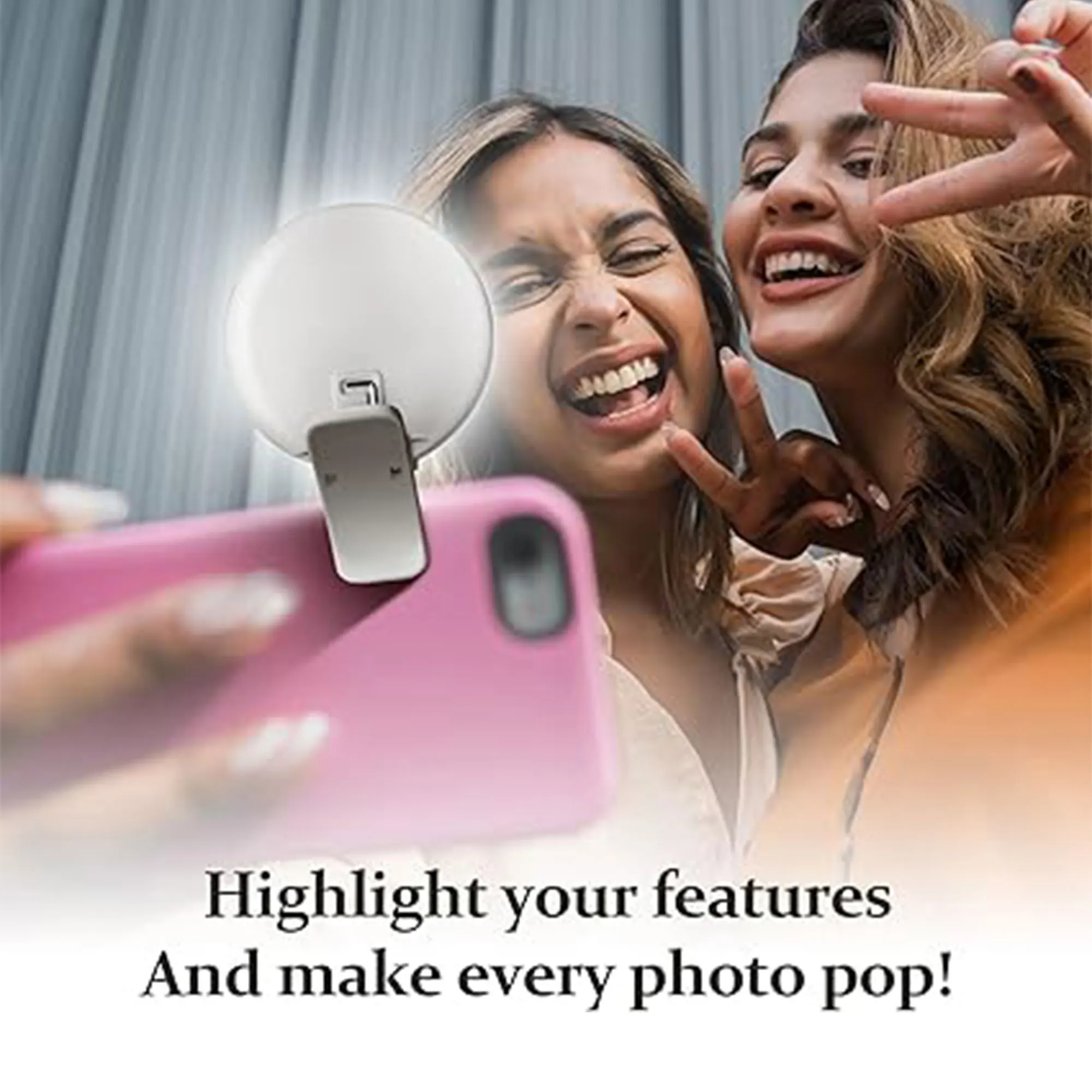 ضوء حلقة سيلفي LED قابل لإعادة الشحن، ضوء هاتف بمش...