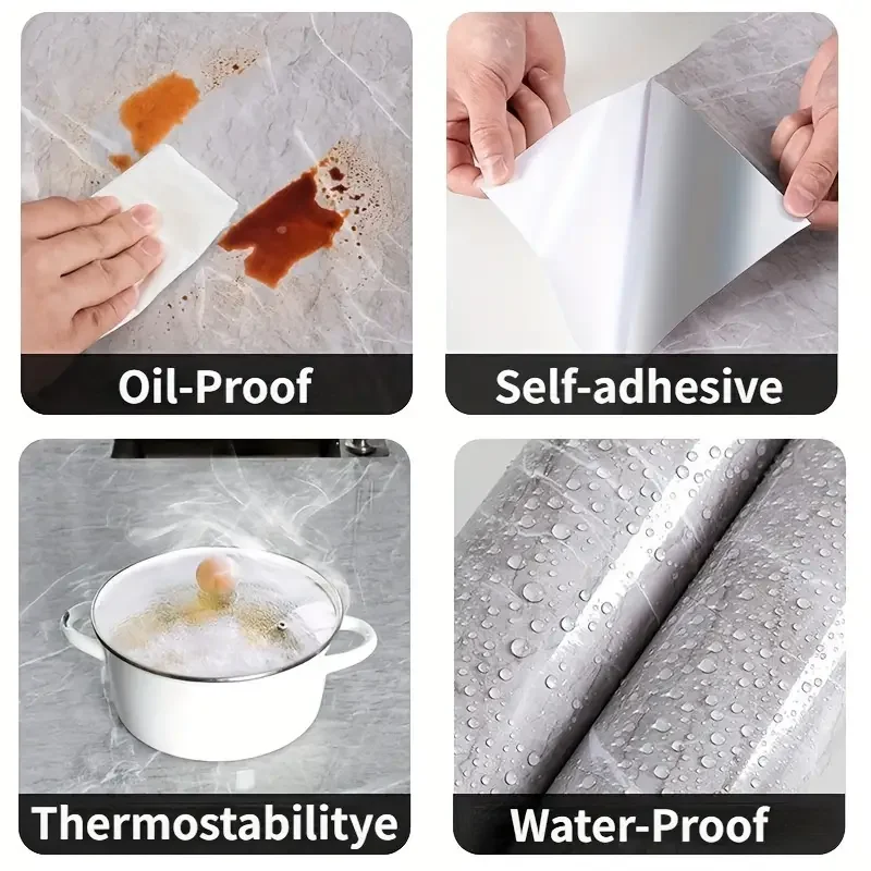 Kitchen Oil Proof Film Stove Waterproof And Moisture-Proof Wallpaper Countertop Self-Adhesive Cabinet Kitchen Accessorie Sticker
