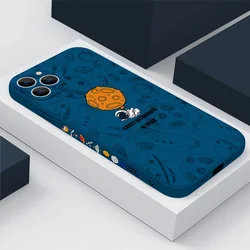 Charming Astronaut & Planet Soft Phone Case with Moon and Stars Design - iPhone 15 (Blue)