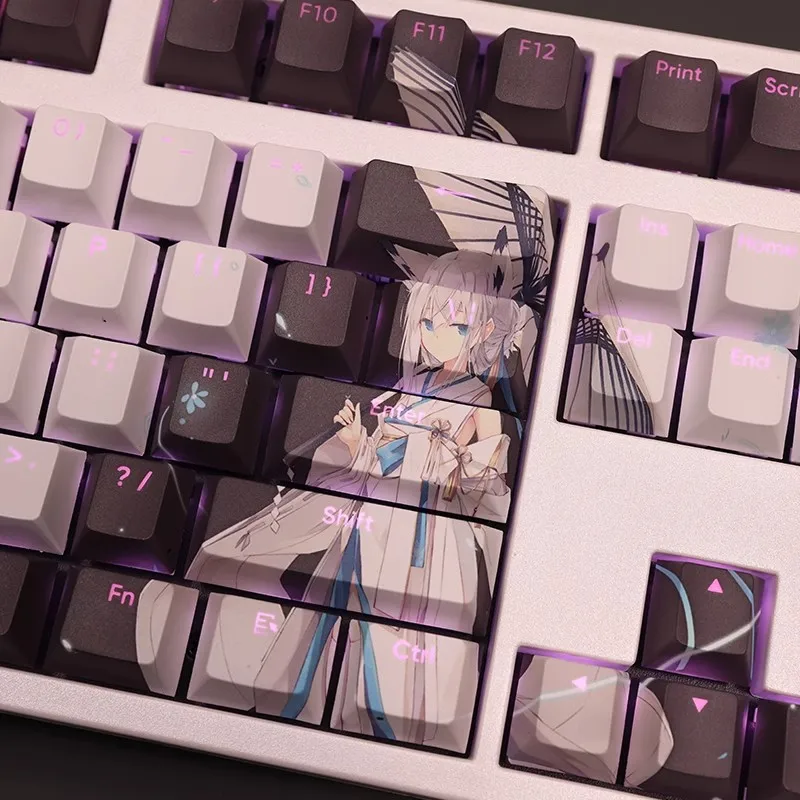 Azur Lane Ijn Kawakaze Keycap Pbt Dye Subbed Backlit Keycaps Desenhos Animados Anime Gaming Key Caps para Ansi 61 87 104 108 Conjunto Chaves - Imagem 4