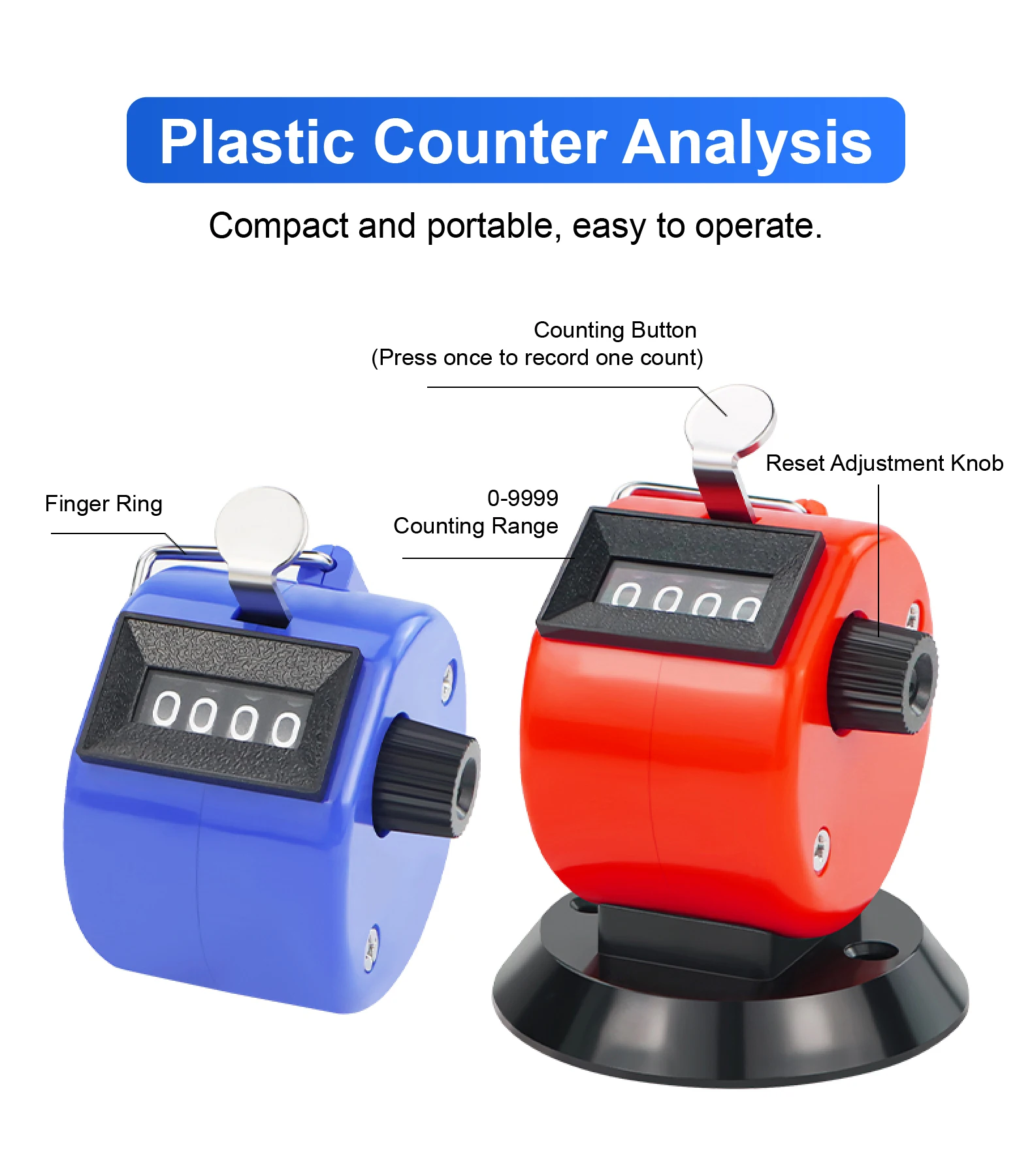 Manual Counter Mechanical Tally Handheld Rotary Clicker Counter Resettable Peopl
