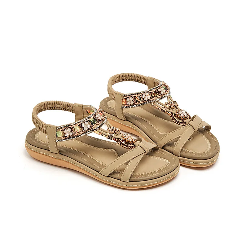 Sandały damskie w stylu boho, eleganckie, z miękką podeszwą, wygodne, lekkie, antypoślizgowe, na zewnątrz, turystyczne, plażowe, duże rozmiary.