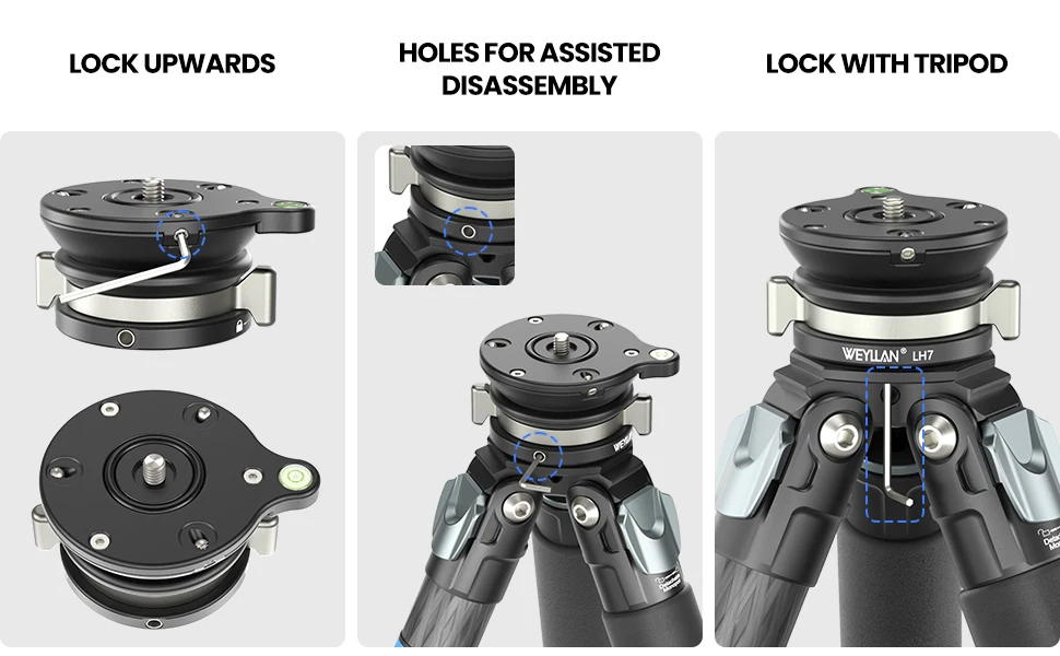 LH7 Tripod Leveling Base Professional Adjusting Plate Leveler with 1/4" to 3/8"