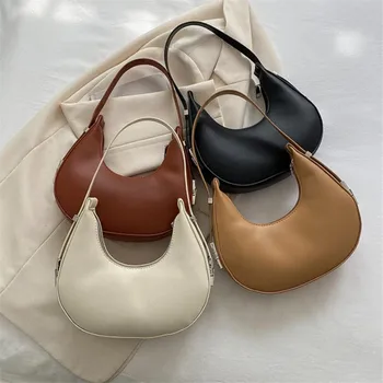 حقيبة يد صيفية مشهورة من البولي يوريثان، حقيبة كتف مفردة ذات نسيج عالي الجودة متعددة الاستخدامات، حقيبة إبط نصف قمر، مثالية للاستخدام اليومي