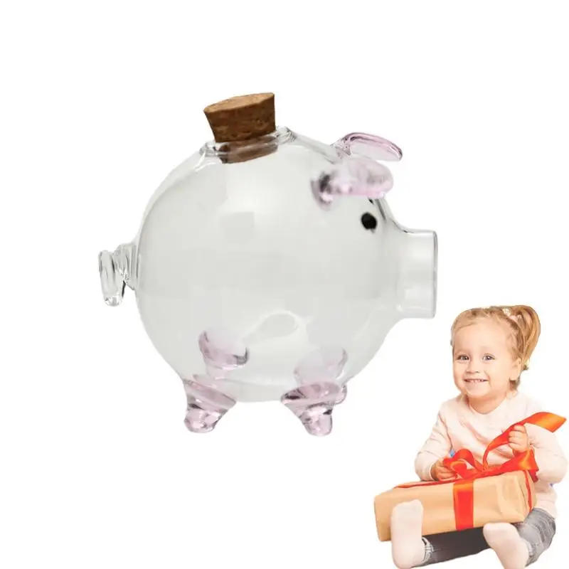 

Money Jar Pig Shape Clear Coin Bank Cash Container Portable Pig Money Box Transparent Saving Box For Girls Boys Kids Children