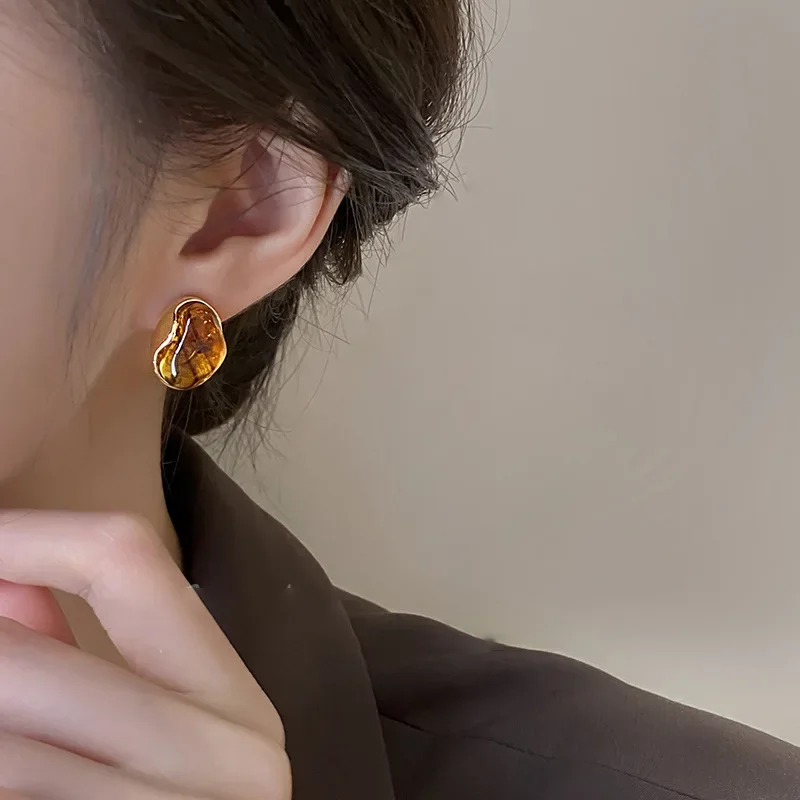 خمر البني الراتنج حجر عين النمر استرخى أقراط جديدة...