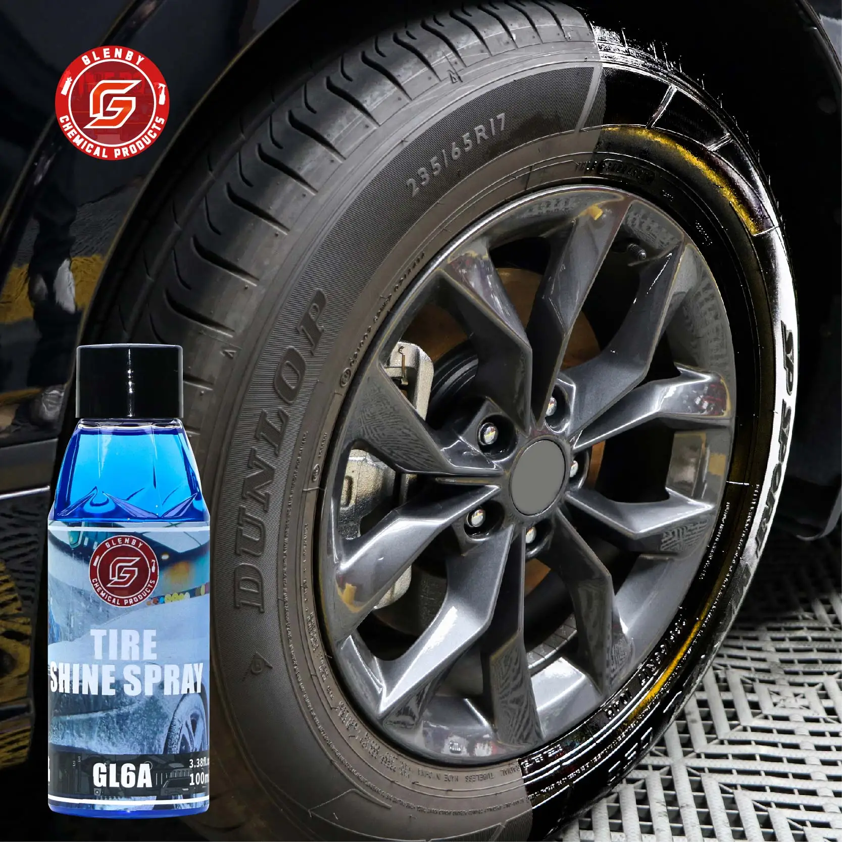 Tire Shine Spray Glenby GL6A Tire Wet Specially Formulated Tire Shine Keep Them Looking Wet Black and Glossy One Quick Spray