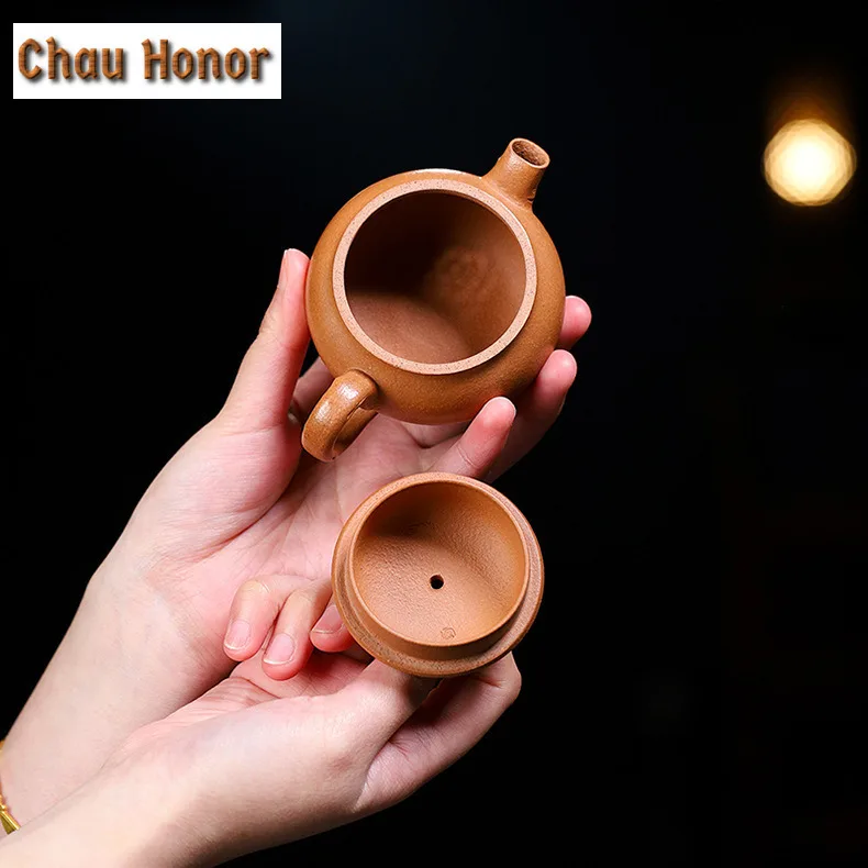 125ml Elegant Yixing Purple Clay Teapots Handmade Persimmon Pot Raw Ore Downhill Mud Tea Maker Kettle Zisha Tea Set Collection