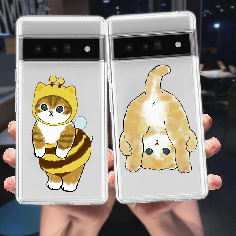 Charming Cat Cartoon Phone Case - Shockproof Clear Silicone TPU Cover
