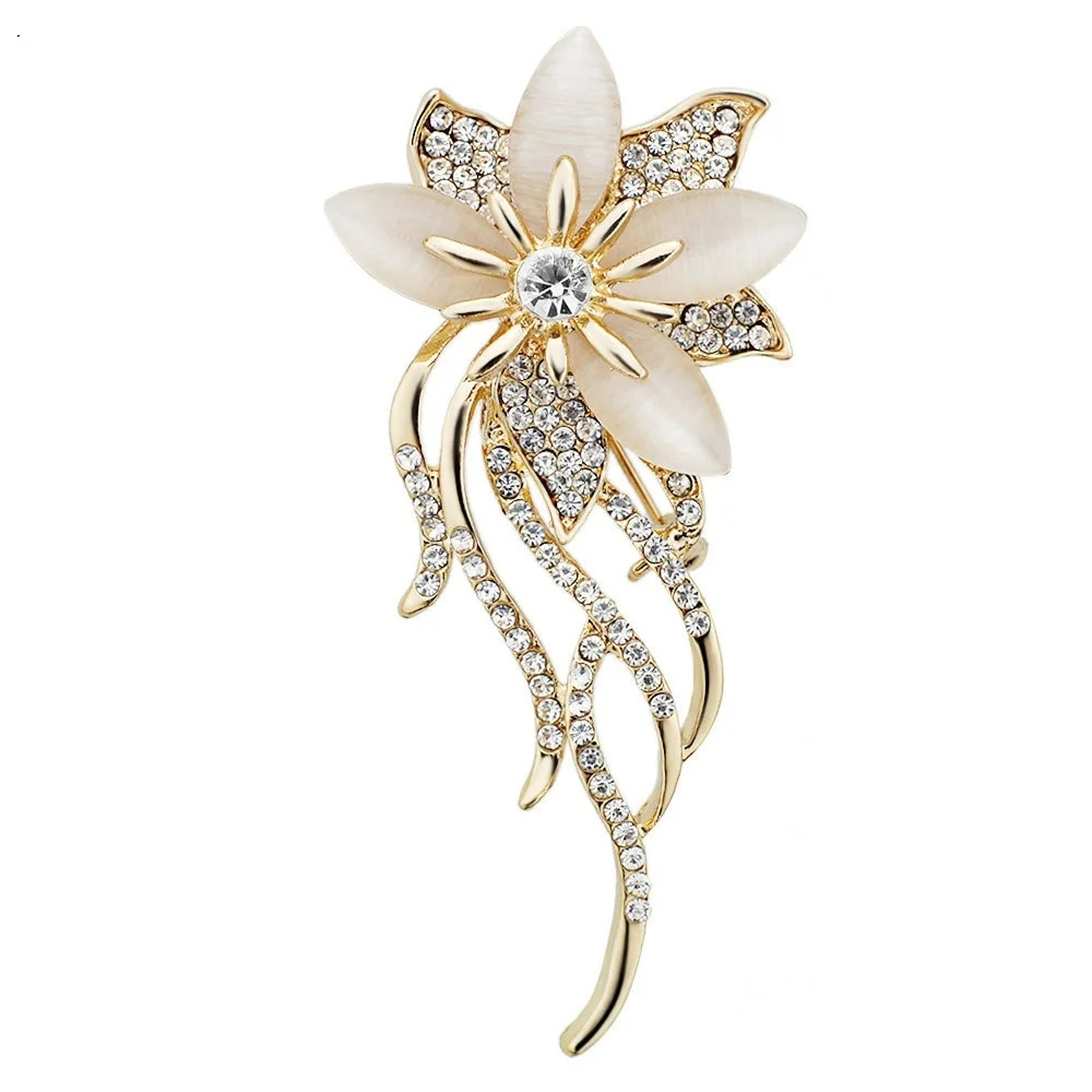 1 Pcs Brooch Rhinestone Flower Brooches For Women Large Brooch Pin Simple Fashion Jewelry Wedding Pin Corsage Accessories