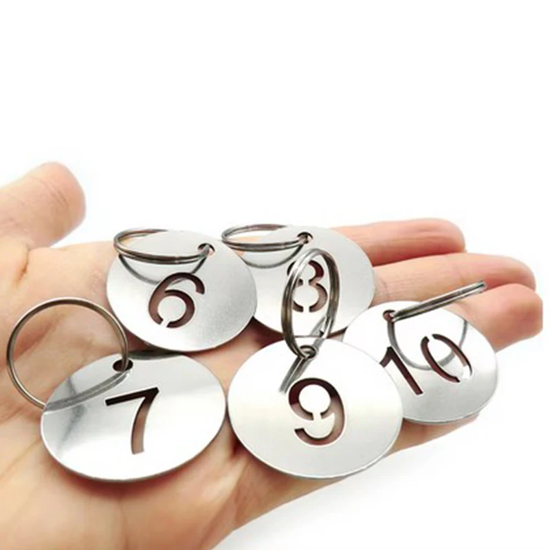1-30 Stainless Steel Round Number Labels Hollow Out Number Plates Key Label Tags Chain Labels for Suitcase Identifiers Hanging 5