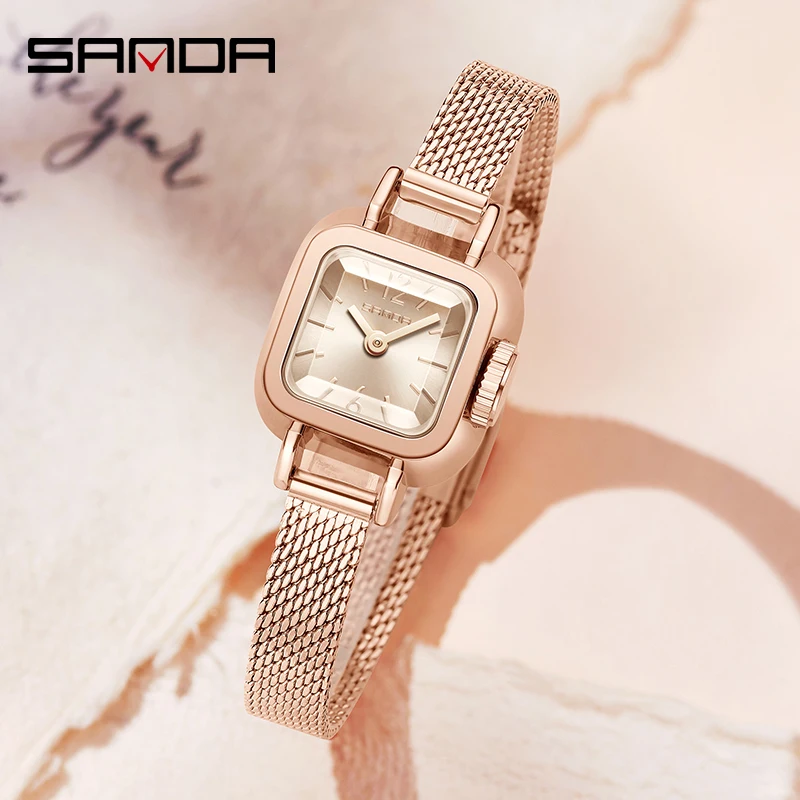 2023 New Style Madam Watch Square Mesh Belt Fashionable and Simple Roman Sanda 1117 Pattern Waterproof Quartz Women's Belt Watch