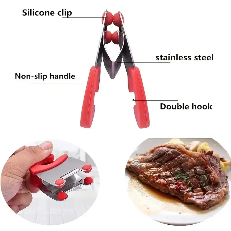 Pot Spoon Holder Stainless Steel Pot Spoon Holder Anti-Scald Silicone Grip Pot Clip For Spoon Kitchenware