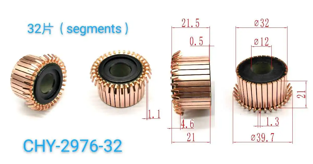 

5Pcs 12x32x21(21.5)x32P Copper Bars Electric Motor Commutator CHY-2976-32