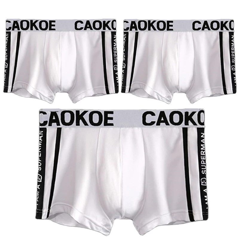 Calzoncillos de Color blanco para hombre, ropa interior pantalones cortos flexibles, 3 piezas| | - AliExpress