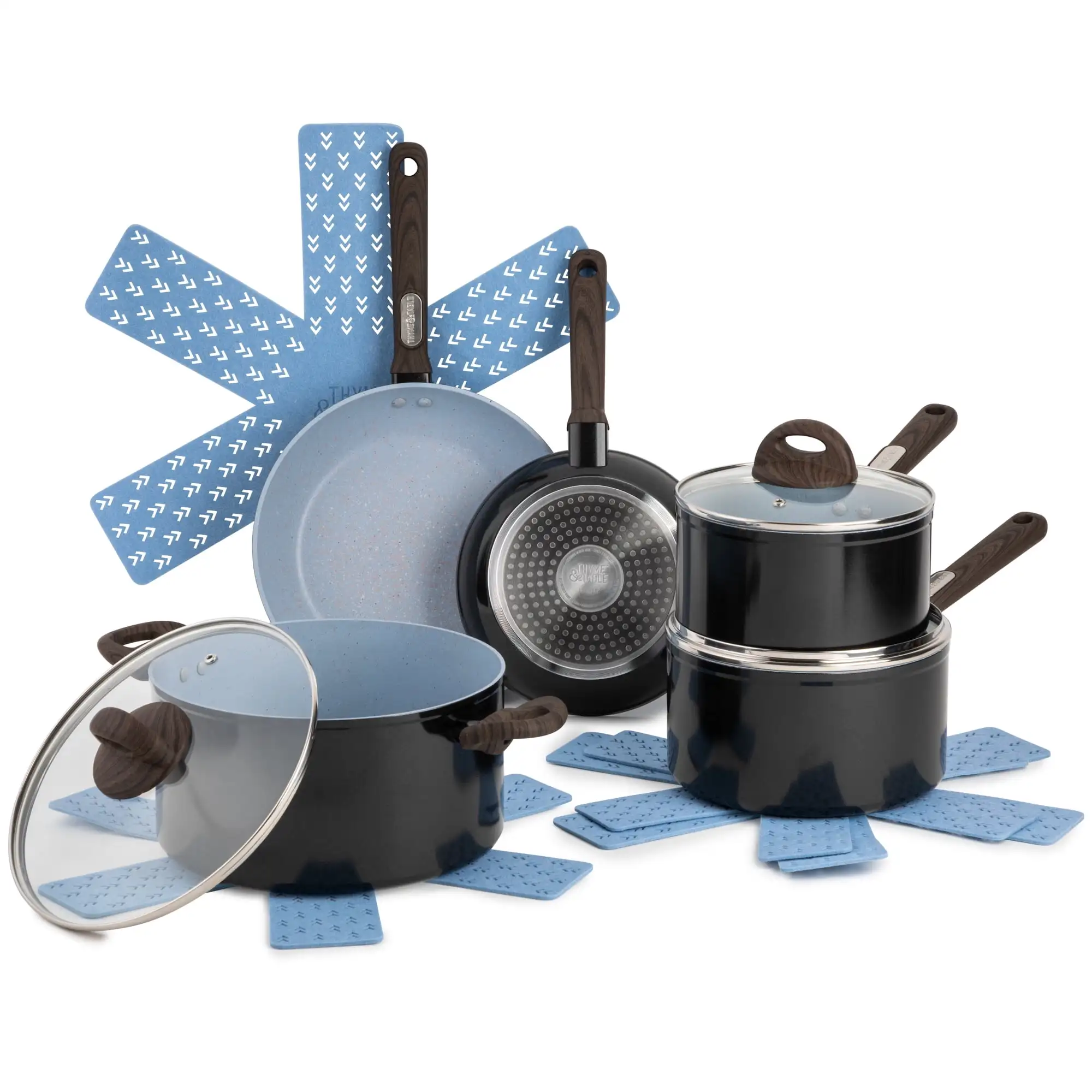

Thyme & Table Non-Stick 12 Piece Cookware Set, Robin Egg Blue