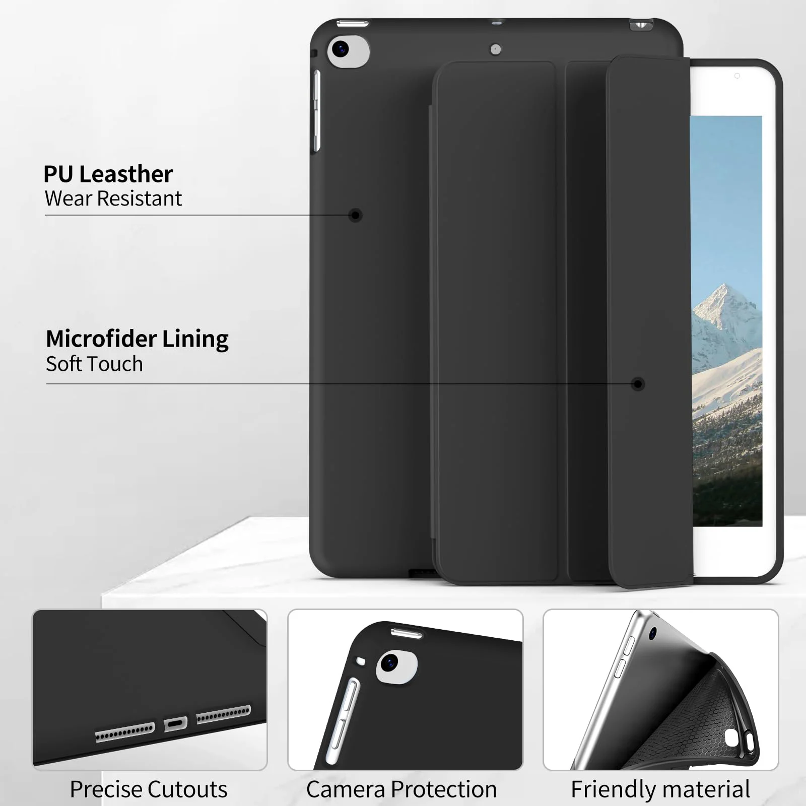 Trifold Magnetic Flip Smart Cover with Soft Silicone Shell
