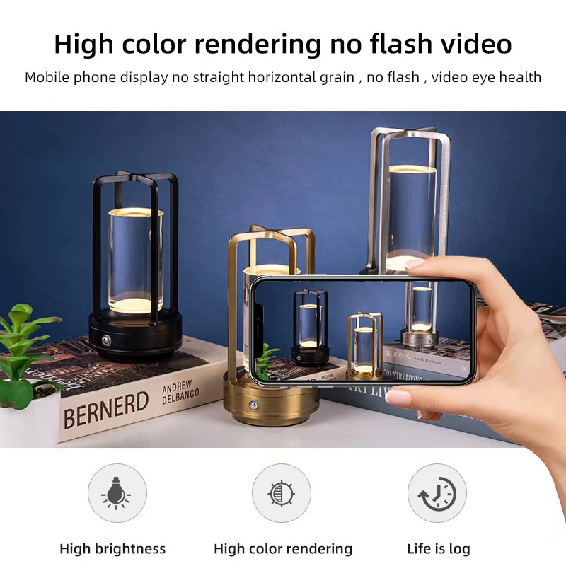 Outdoor Light Luxury Retro Style Camping Atmosphere Light Bar Restaurant Rechargeable Desk Lamp Touch Decoration Night