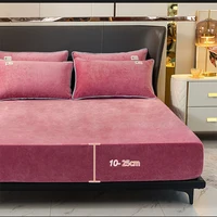 Soft Velvet Fitted Sheet with Elastic Bands Non Slip Adjustable Mattress Covers for Single Double King Queen Bed 160x200cm 2