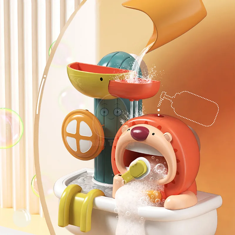 Baby Bath Toy Shower Spray Play Water Bubble Game Cartoon Lion Swimming Pool Bathing Early Educational Toys For Children Gift 2