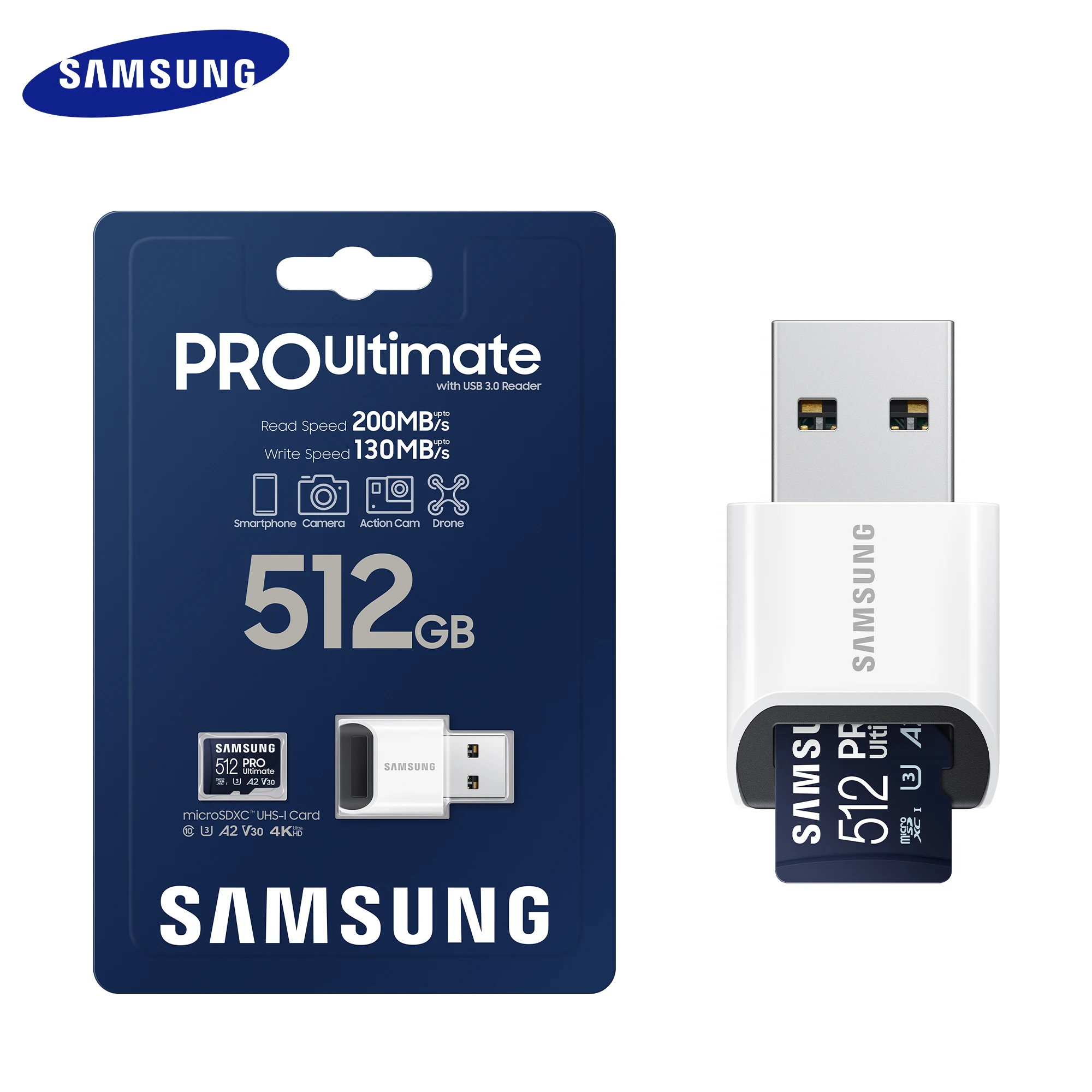 Samsung Micro Sd Card Usb 3.0 Reader 128Gb 256Gb 512Gb V30 Memory Card Pro Ultimate High Speed Uhs-I A2 U3 Tf Card Per Tablet Pc