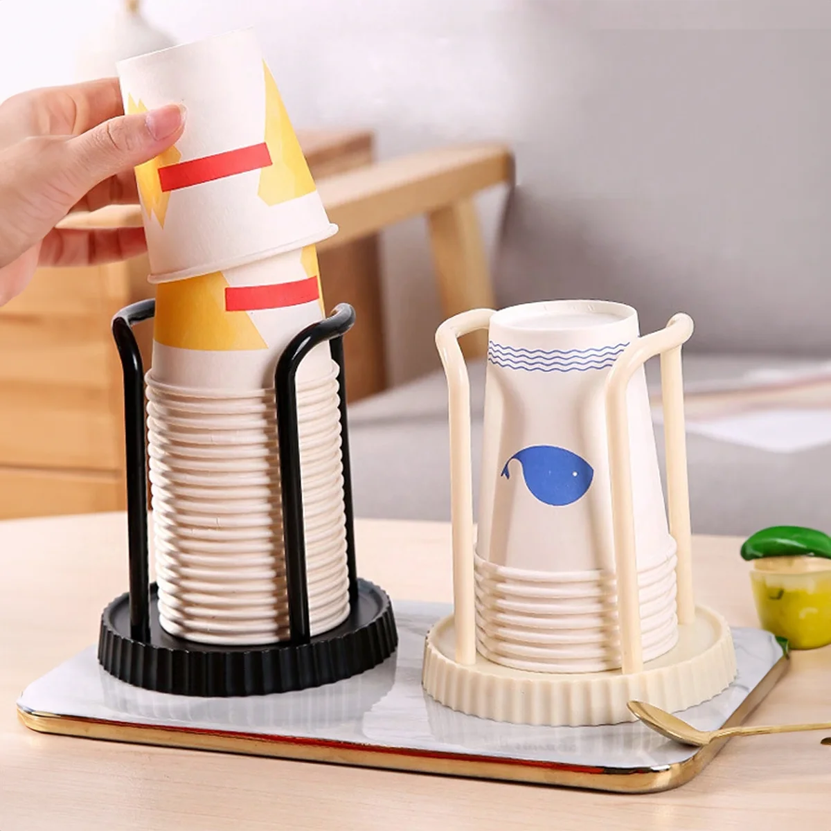Simple Paper Cup Holder, Disposable Cup Storage Rack, Multifunctional Coffee and Milk Tea Cup Storage Rack, Cup Extractor 3