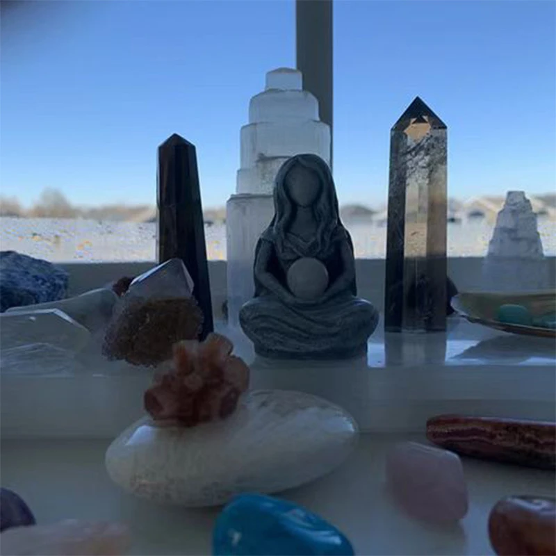 Moon Goddess Figurine – Resin Statue with Orb 3