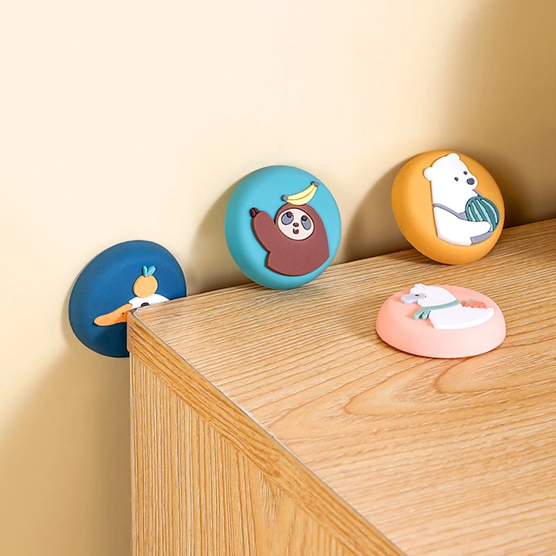 Cute Self Adhesive Cartoon Mute Door Stopper Shock Absorber Furniture Anti-crush Wall Protector Silicone Door Handle Bumper Pad