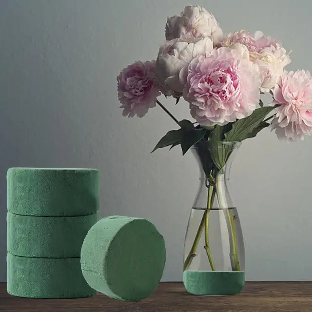 5Db Esküvői Folyosó Barkács Kézműves Virág Elrendezés Vízeljorító Otthoni Kert Zöld Virághab Friss Tartás Kerek Tégla - Image 5