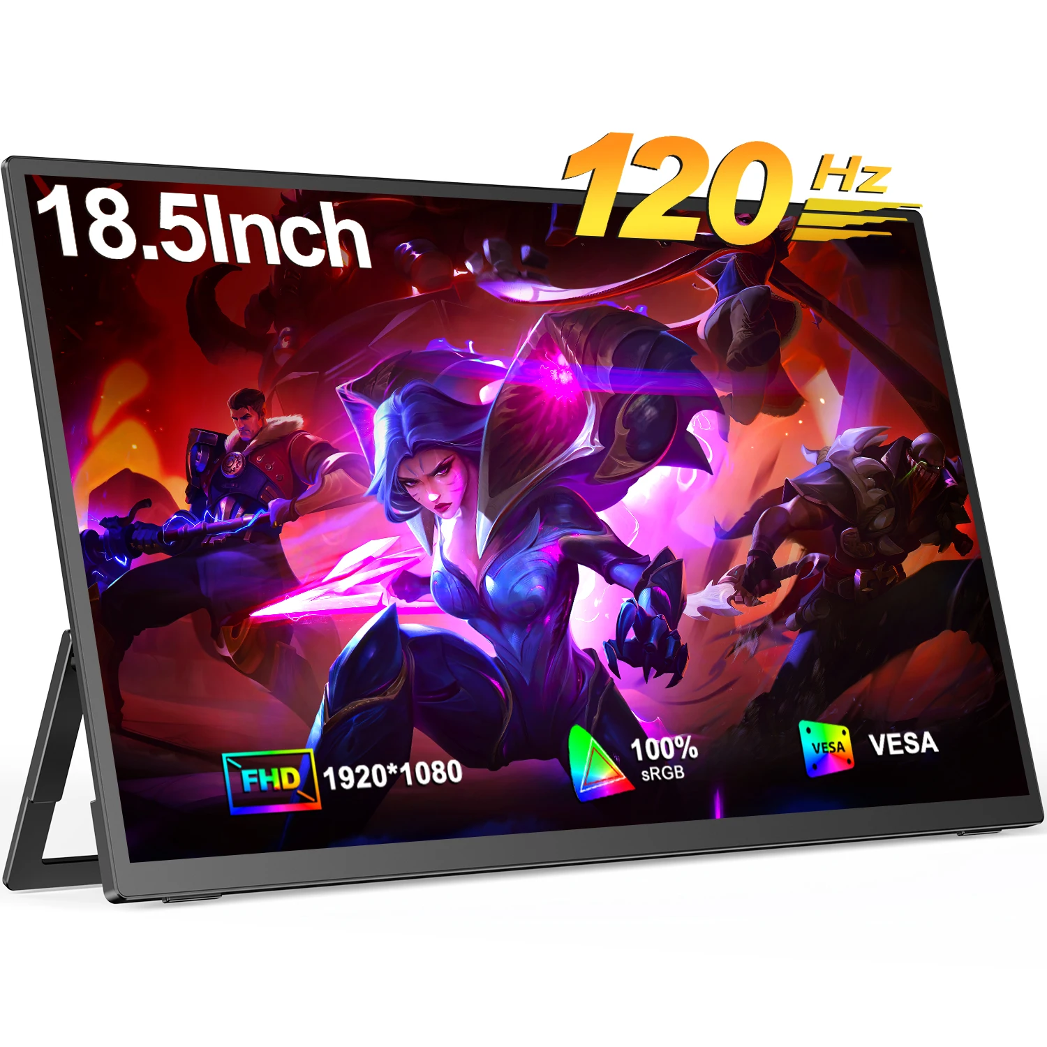 

UPERFECT 18.5inch 120Hz Portable Monitor 100% sRGB 1080P FHD IPS Frameless Travel Gaming Display with Kickstand VESA Speakers