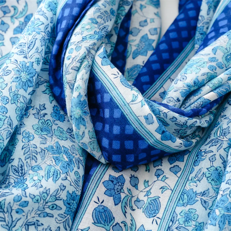 Boho Mode Garten Blumen kette Quaste Viskose Schals Schal Dame hochwertige Wrap Strand gestohlen Bufandas muslimischen Hijab 180*90cm – Detail 24
