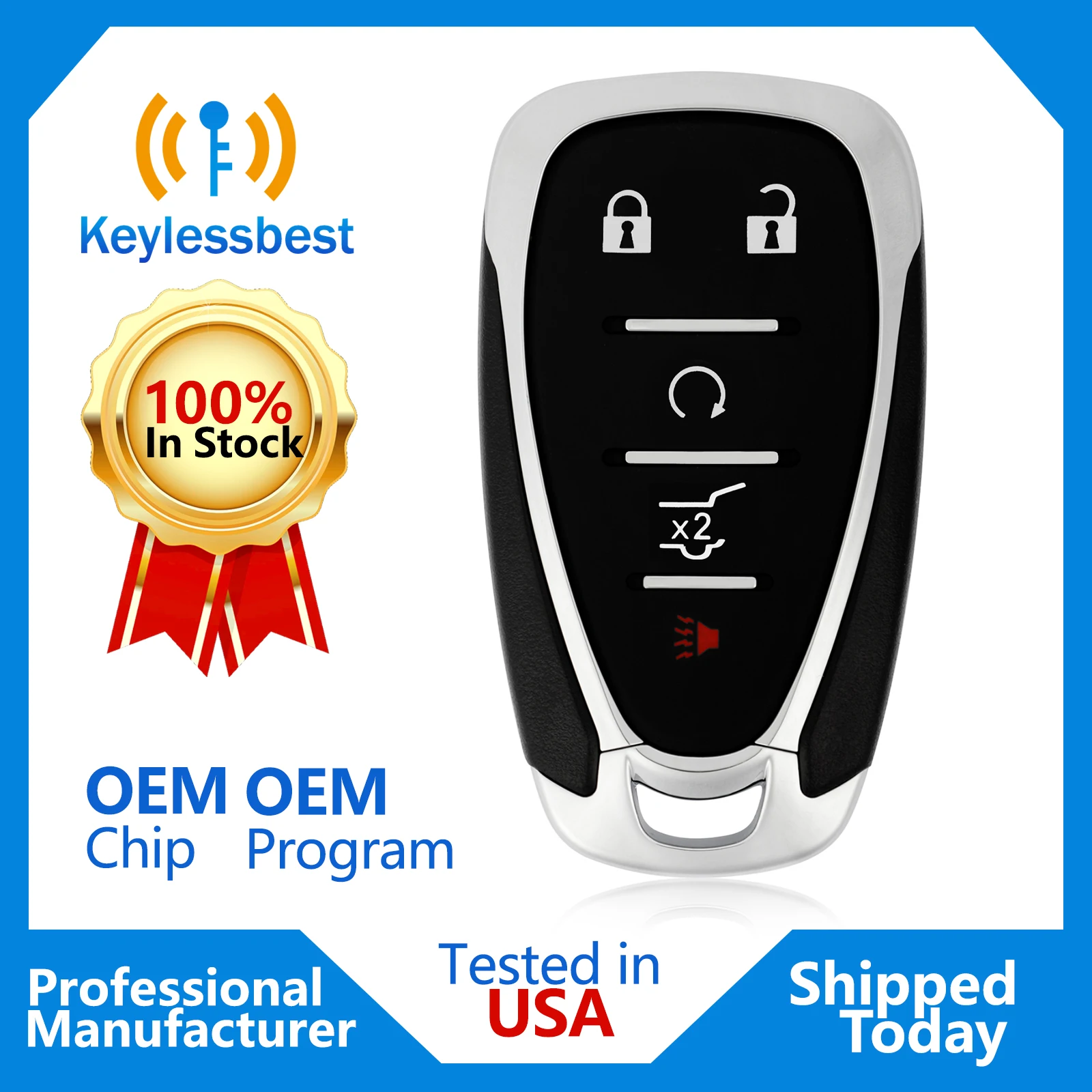 5Buttons433MHZSmartKeylessEntryCarFobRemoteKeyFor20212023