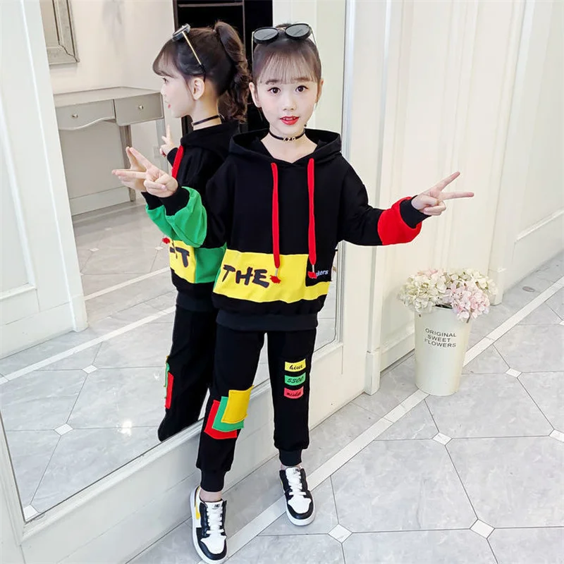 

2 шт./компл., детский хлопковый спортивный костюм для девочек
