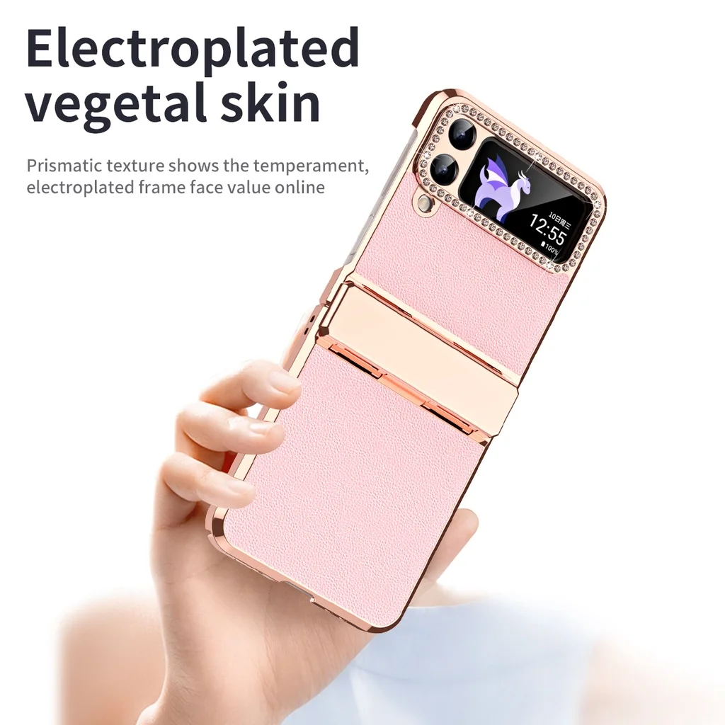 Fashion Bling Phone Case for Samsung Galaxy Z Flip4 3 Case Shockproof Ring Holder Cover Funda For Samsung Galaxy Z Flip 4 Flip 3