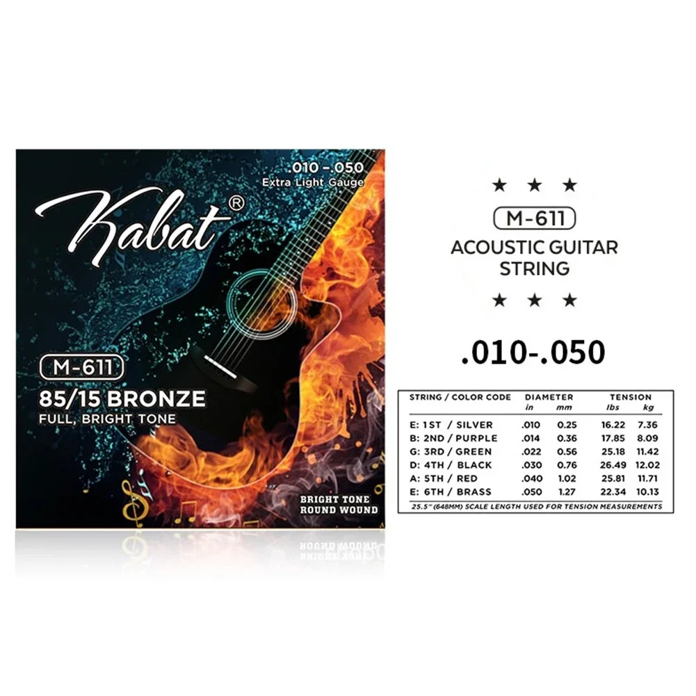 6 Teile/satz Akustische Gitarre Saiten Teile Volle Größe 09-45 10-50 11-52 12-54 13-56 Messing Gitarre Saiten Geschenk Für Anfänger Spieler – Detail 23