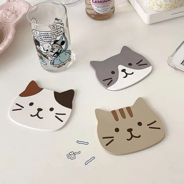 Japán Stílusú Ins Kreatív Aranyos Rajzfilm Cica Boaster Szigetelő Szőnyeg Nem Csúszás Vízálló Szilikon Placemat
