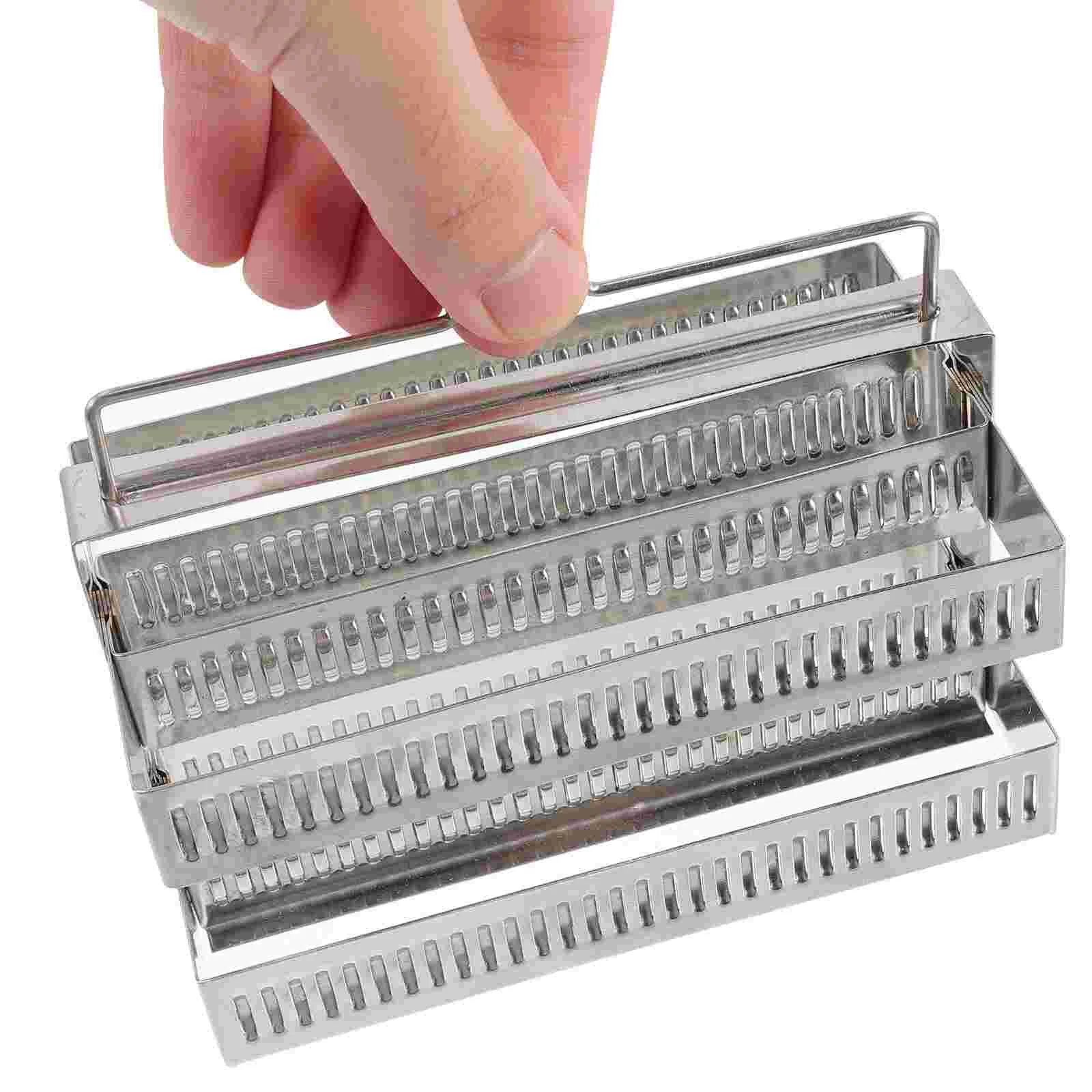 Slide Drainer Microscope Slides Holder Stainless Steel Biology Accessories 60 Positions Glass Rack Staining 5