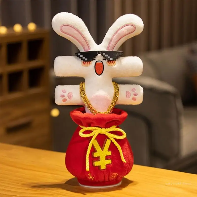 Y4UD Interaction Bounce Toy Speaking Electronic Plush Toy Jumping Rabbit USB Singing Sound Recording for Children