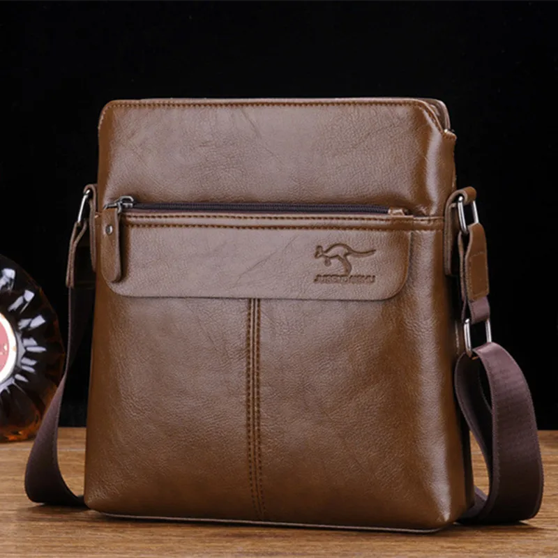 Business Vertical Men's Crossbody Bag Fashion PU Leather Shoulder Messenger Bag Vintage Handbags Man Sling Bag For IPAD