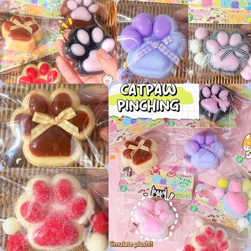 Mochi Taba Squishy Fidget Toy Mini Kawaii Plush Cat Paw Silicone Small Cat Paw